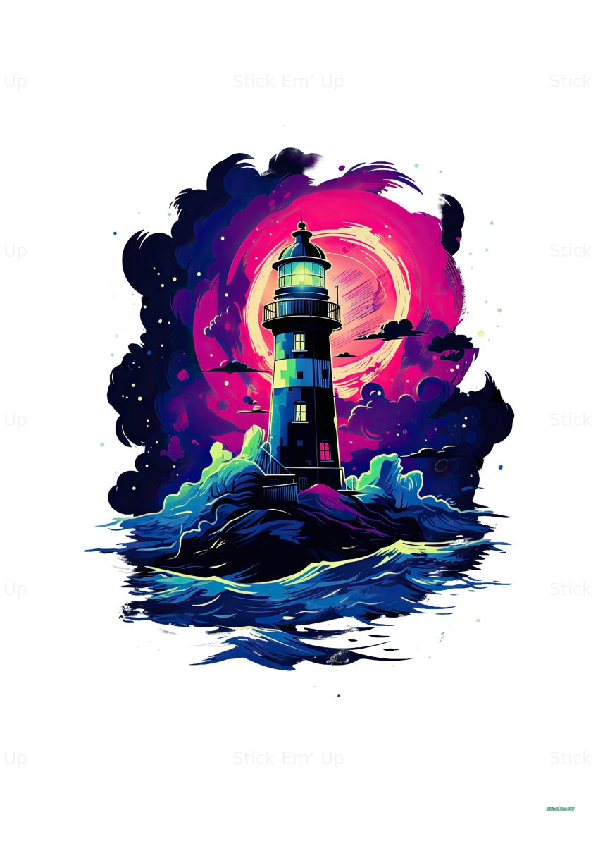 Neon Lighthouse Art Print — print preview