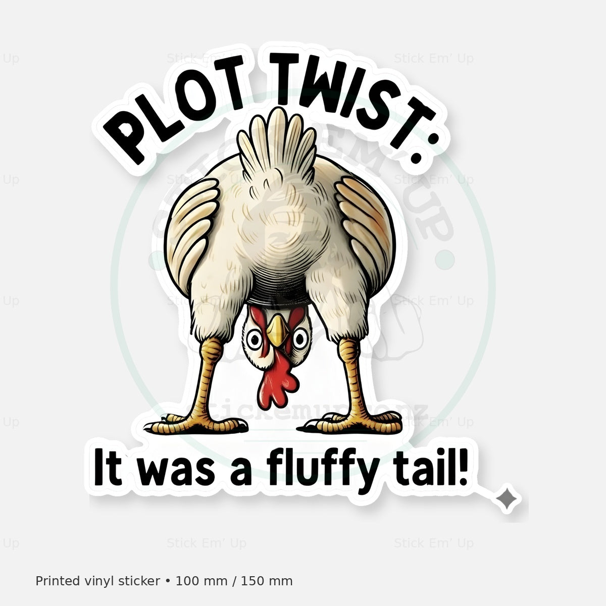 Plot Twist Fluffy Tail Sticker — protected preview with approved Stick Em’ Up watermark