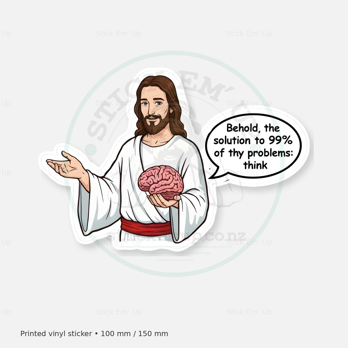 Think About It Sticker — protected preview with approved Stick Em’ Up watermark