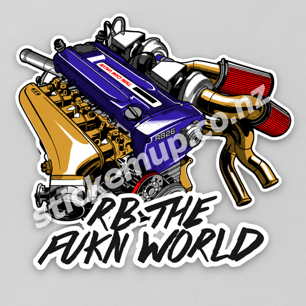 RB the Fukn World Engine Sticker – watermarked product preview