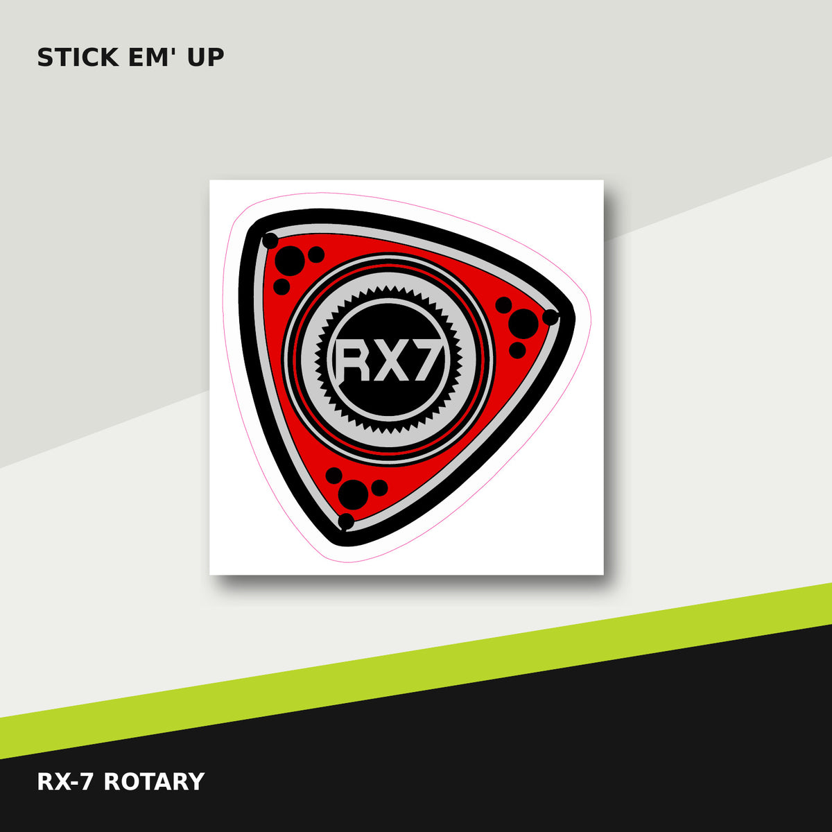 Red RX-7 rotary rotor sticker