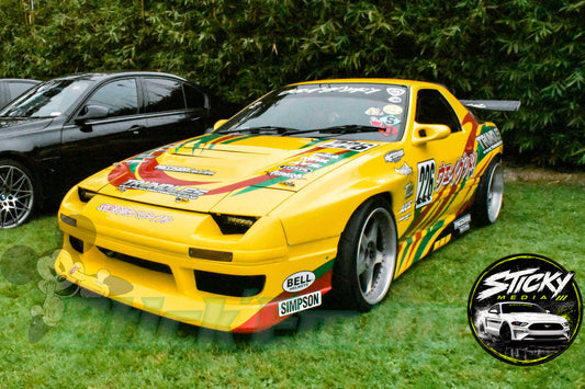 Yellow Mazda RX-7 FC drift car - Cars & Coffee May 26 #05