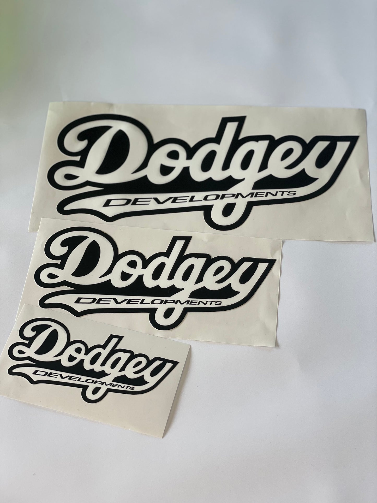 Dodgey Developments White/Black Sticker