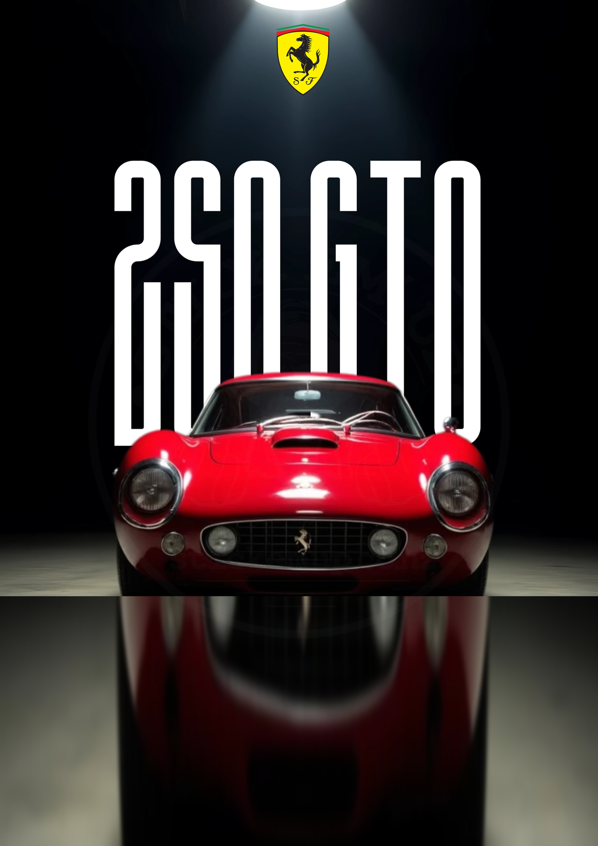 250 GTO classic poster — faint watermarked artwork preview; unframed print