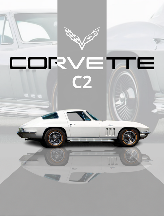 Chevrolet Corvette C2 Stingray — Heritage Poster — faint watermarked artwork preview; unframed print