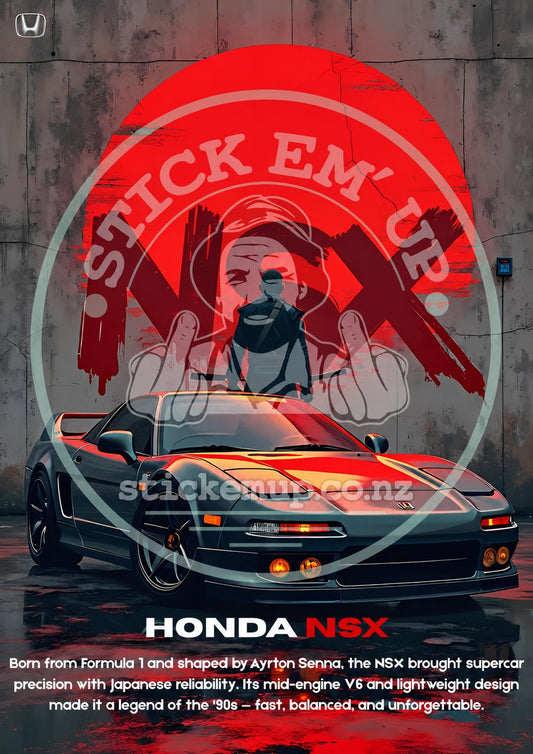 Honda NSX - Red Sun Poster – protected web preview using the Stick Em' Up watermark template; watermark is not printed