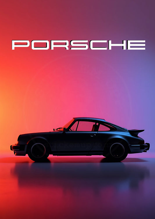 Porsche 911 — Vintage Neon Studio Poster artwork preview