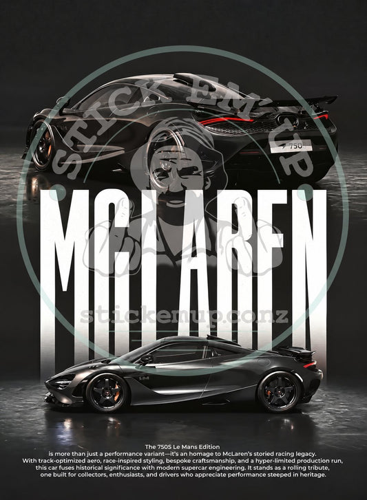 McLaren 750S Le Mans Edition - Dark Studio Poster – protected web preview using the Stick Em' Up watermark template; watermark is not printed