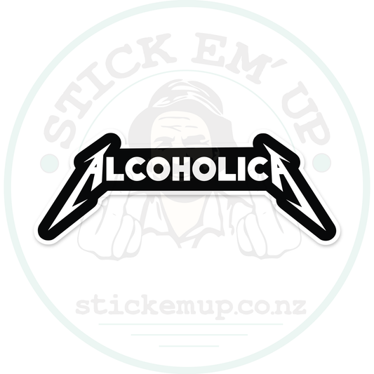 Alcoholica Sticker – sticker cut contour and Stick Em’ Up watermark