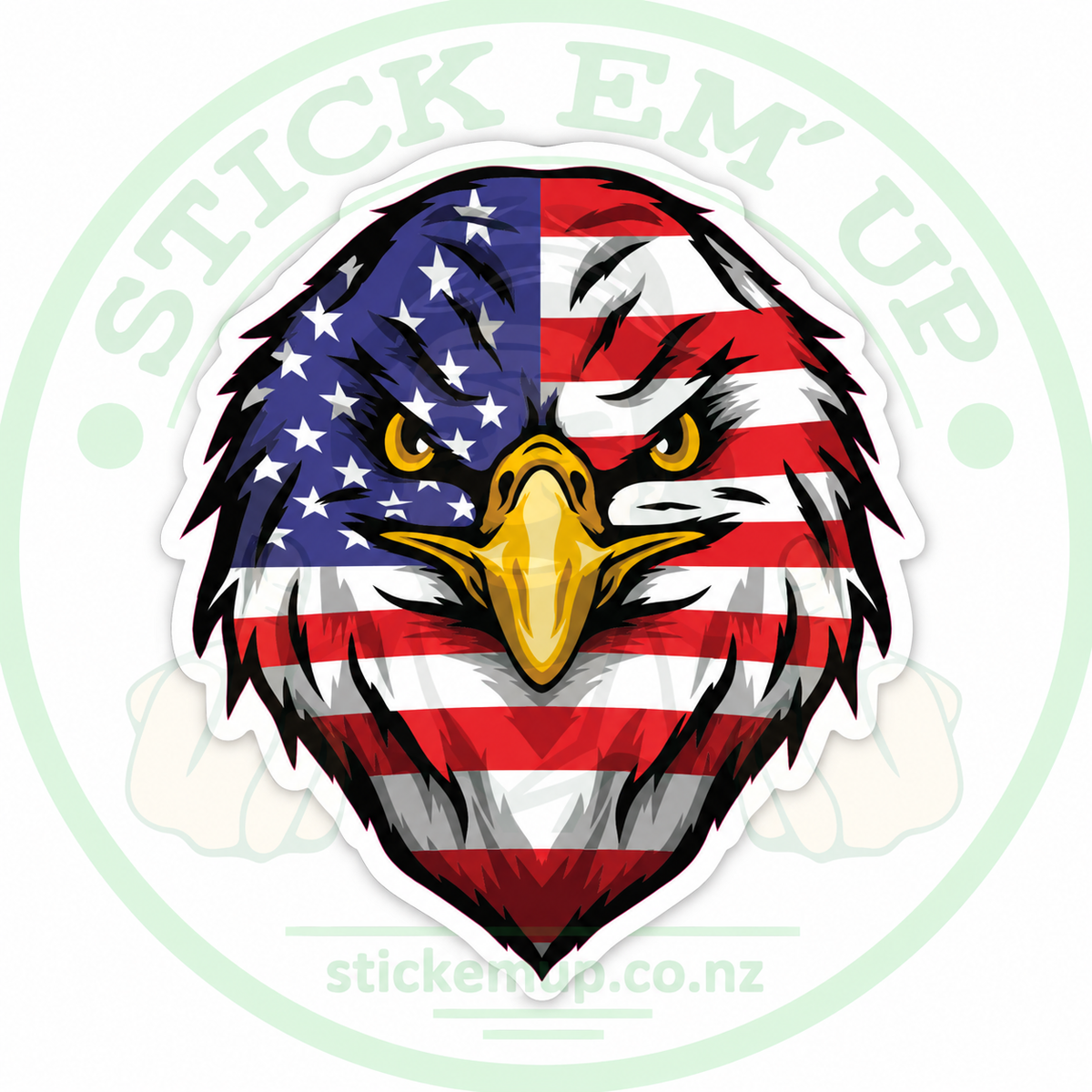American Flag Eagle Head Sticker — Stick Em’ Up logo-watermarked preview
