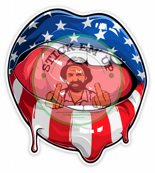 American Flag Lips Sticker — logo-watermarked preview