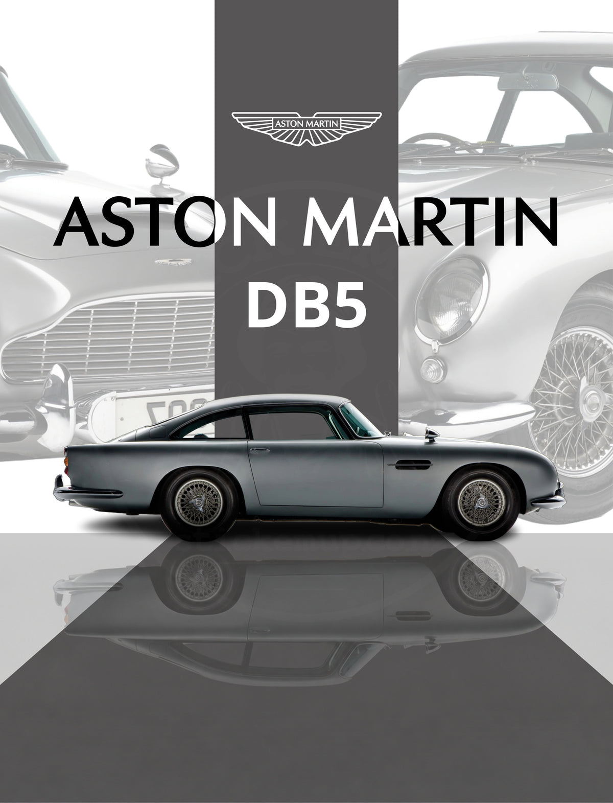 Aston Martin DB5 Silver Heritage poster preview, faintly watermarked