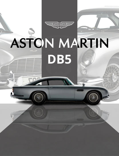 Aston Martin DB5 Silver Heritage poster preview, faintly watermarked