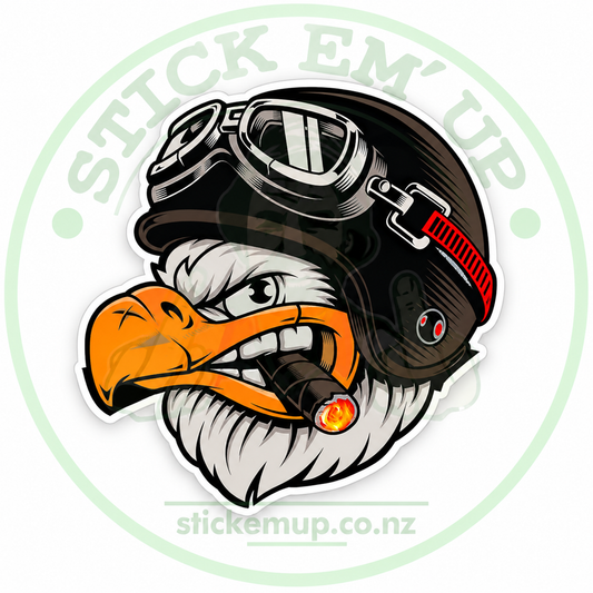Biker Eagle Helmet Sticker — Stick Em’ Up logo-watermarked preview