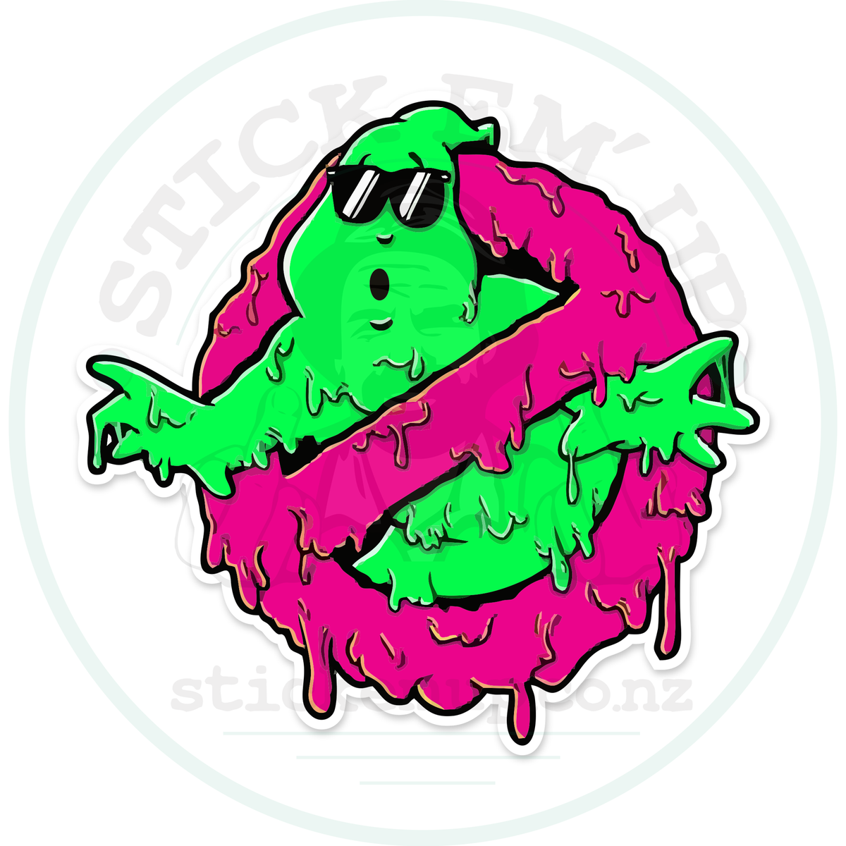 Blobbuster Sticker – Who Ya Gonna Call? 👻🔥 – sticker cut contour and Stick Em’ Up watermark