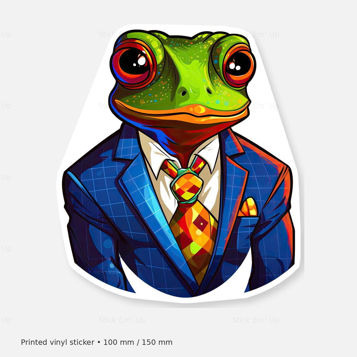 Suited Frog Sticker — sticker mockup