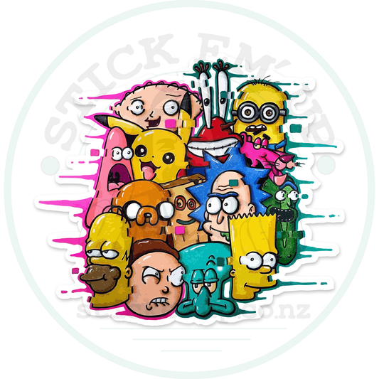 Cartoon mashup – sticker cut contour and Stick Em’ Up watermark