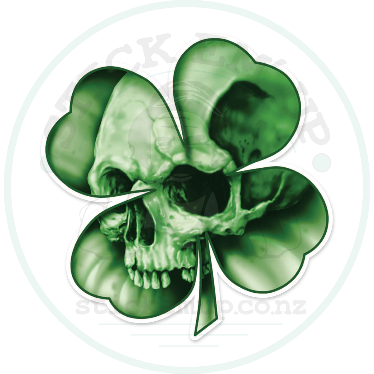 Clover Skull Sticker – sticker cut contour and Stick Em’ Up watermark