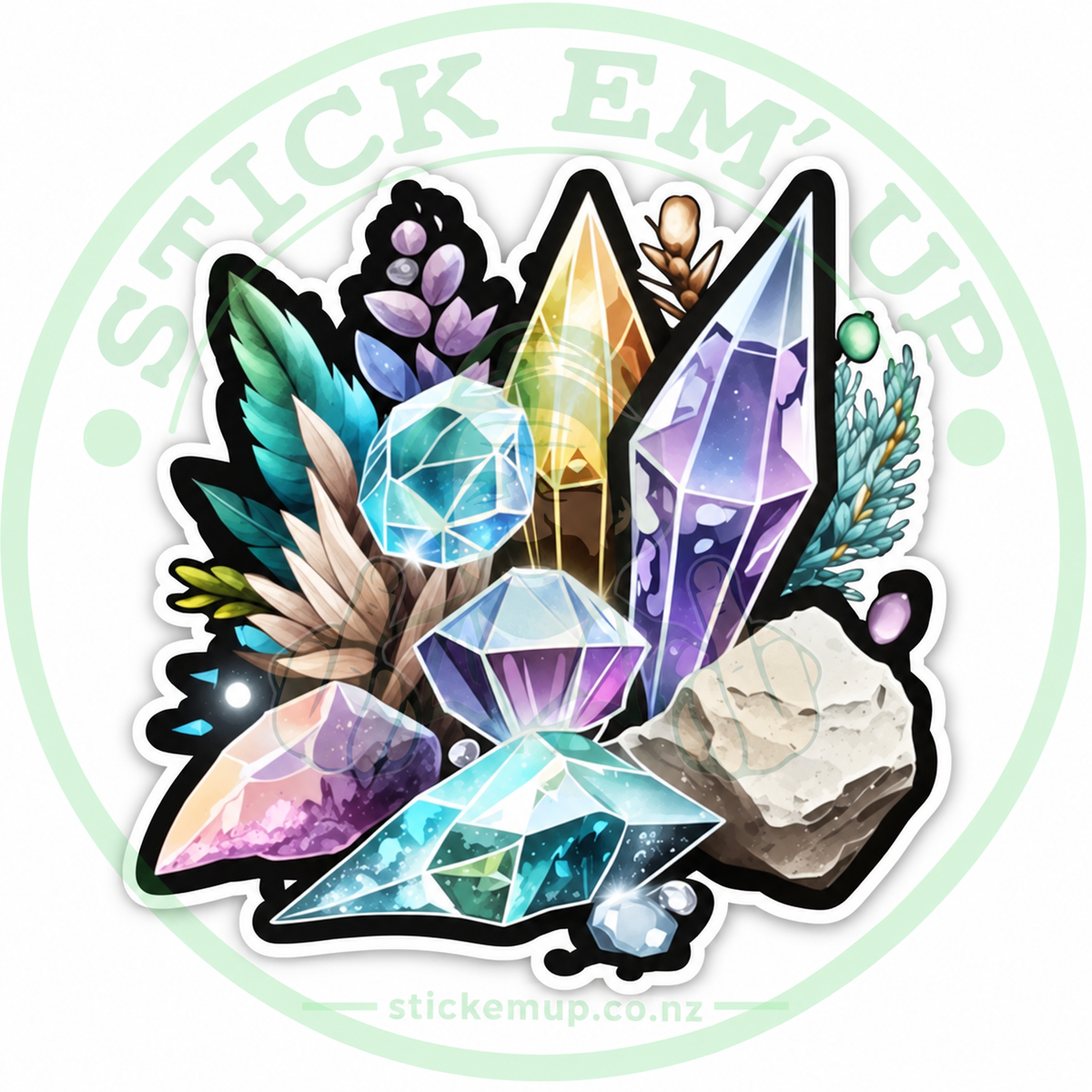 Colourful Crystal Cluster Sticker — Stick Em’ Up logo-watermarked preview