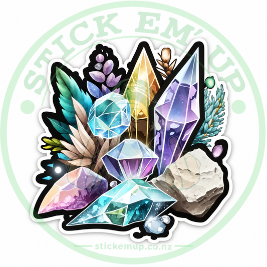Colourful Crystal Cluster Sticker — Stick Em’ Up logo-watermarked preview