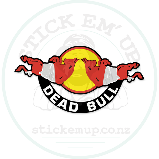 Dead Bull Parody Sticker – sticker cut contour and Stick Em’ Up watermark
