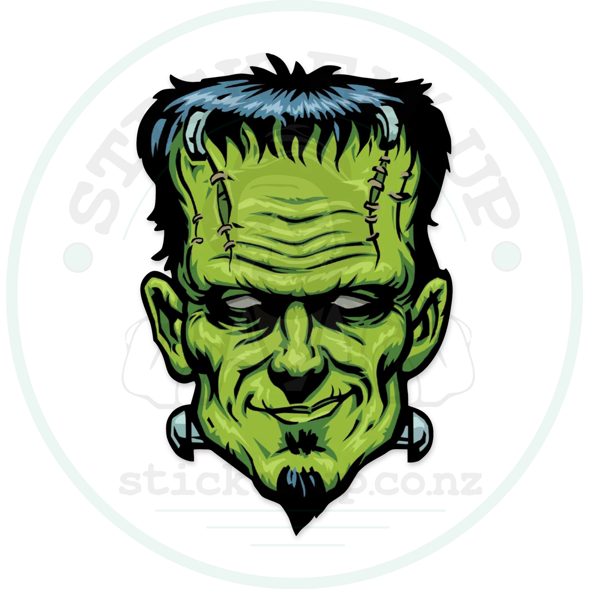 Frankenstein Head Sticker 🧟♂️⚡💚 – sticker cut contour and Stick Em’ Up watermark
