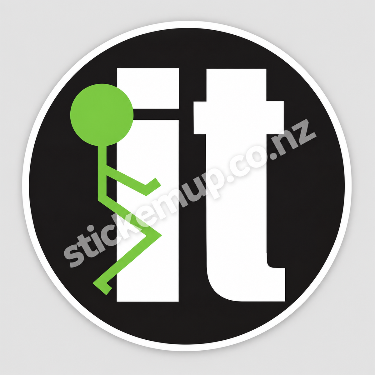Fuck It Green Stick Figure Sticker – watermarked product preview