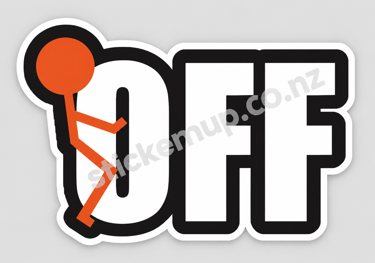 Fuck Off Orange Stick Figure Sticker – watermarked product preview