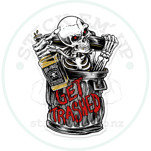 get trashed – sticker cut contour and Stick Em’ Up watermark