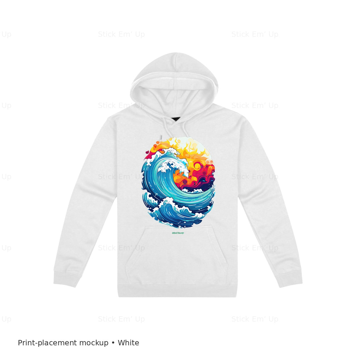 Sunset Wave Hoodie — white mockup