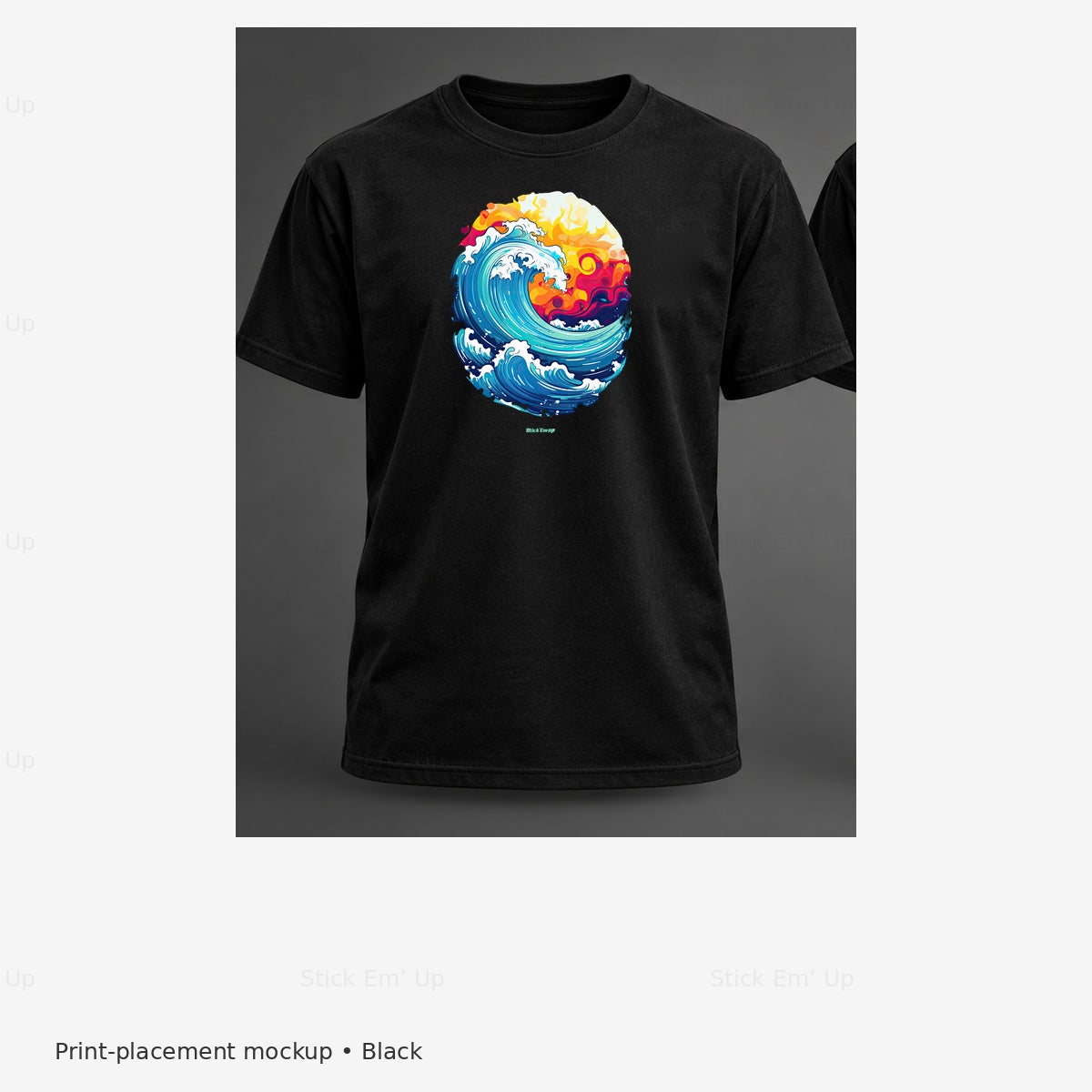 Sunset Wave T-Shirt — black mockup
