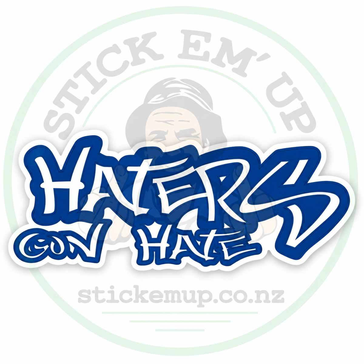 Haters Gon Hate Blue Decal — logo-watermarked preview