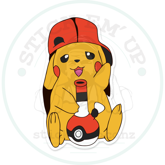 High Pikachu – sticker cut contour and Stick Em’ Up watermark