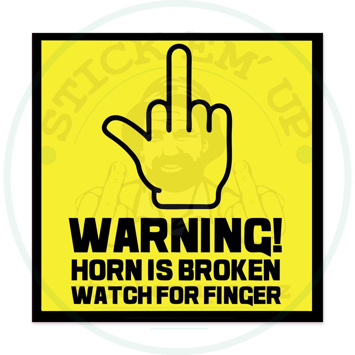 Horn Broken – sticker cut contour and Stick Em’ Up watermark
