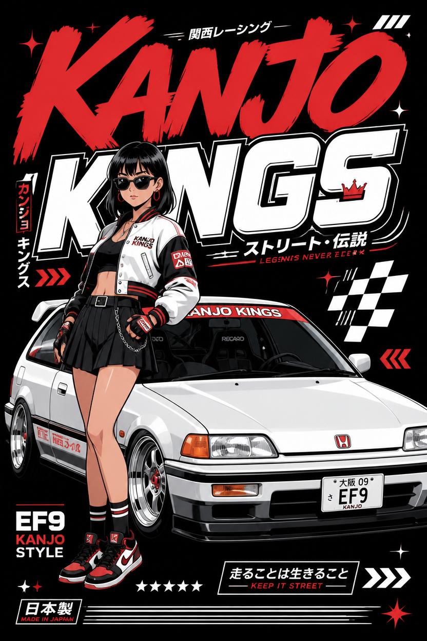 Honda Civic EF9 — Kanjo Kings Poster original artwork