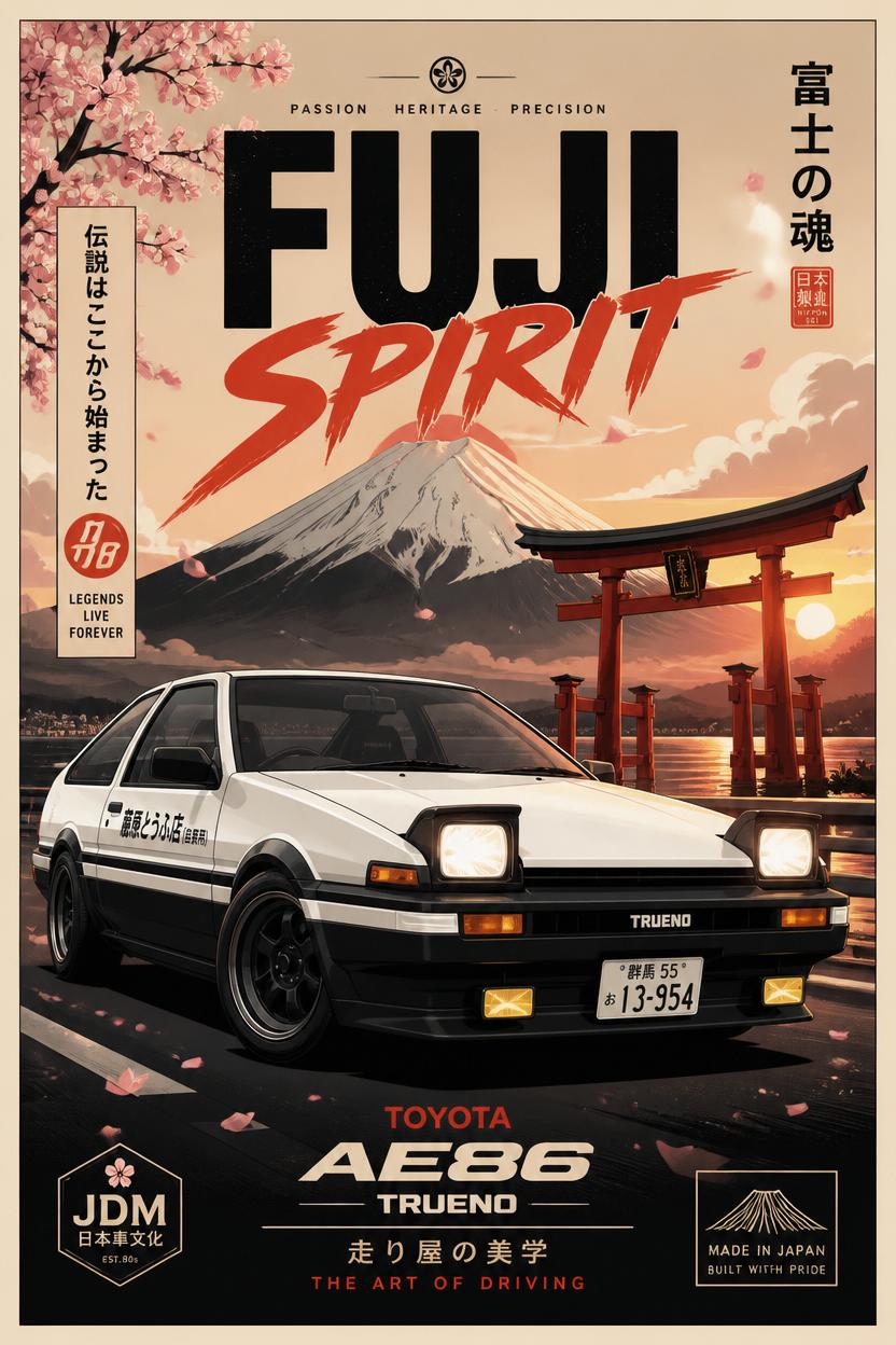 Toyota AE86 — Fuji Spirit Poster original artwork
