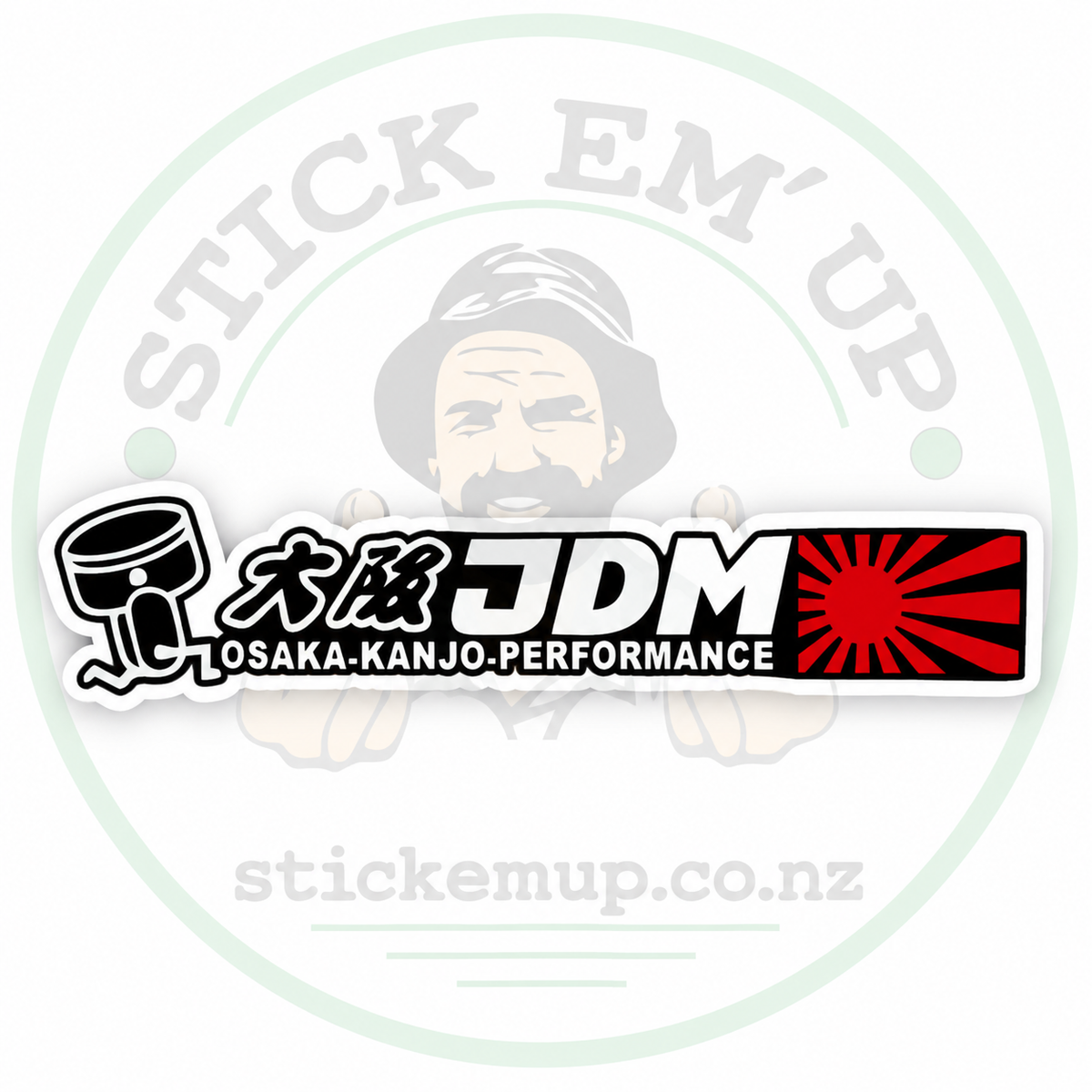 JDM Osaka Kanjo Performance Sticker with Stick Em’ Up logo watermark