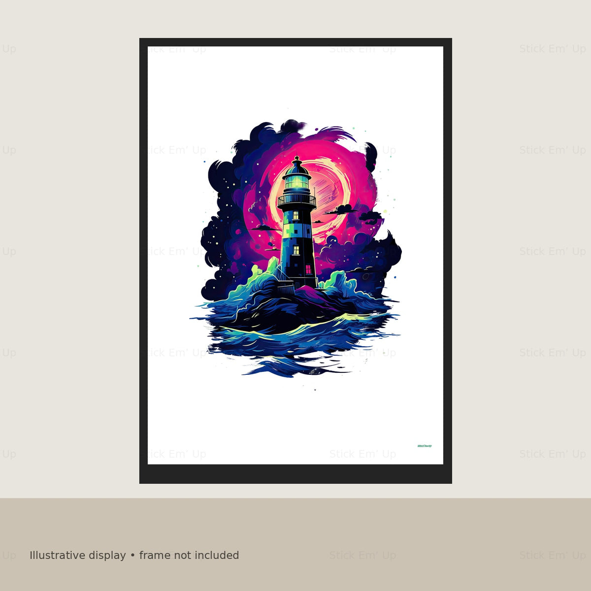 Neon Lighthouse Art Print — print mockup