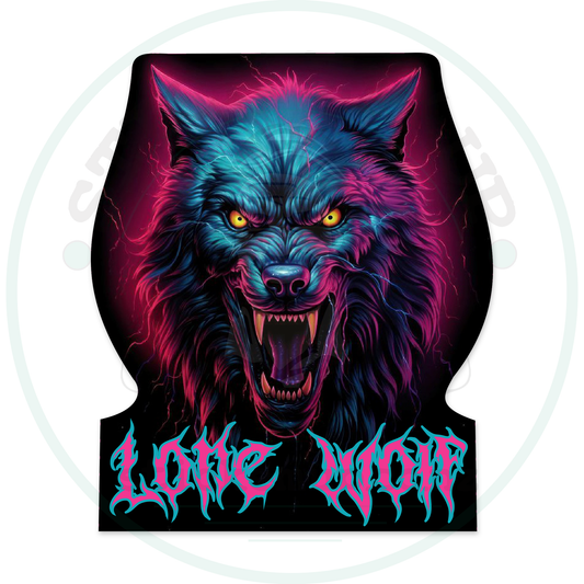 Lone Wolf Neon Sticker – sticker cut contour and Stick Em’ Up watermark