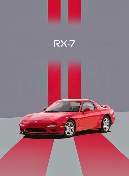 Mazda RX-7 red stripe poster artwork preview