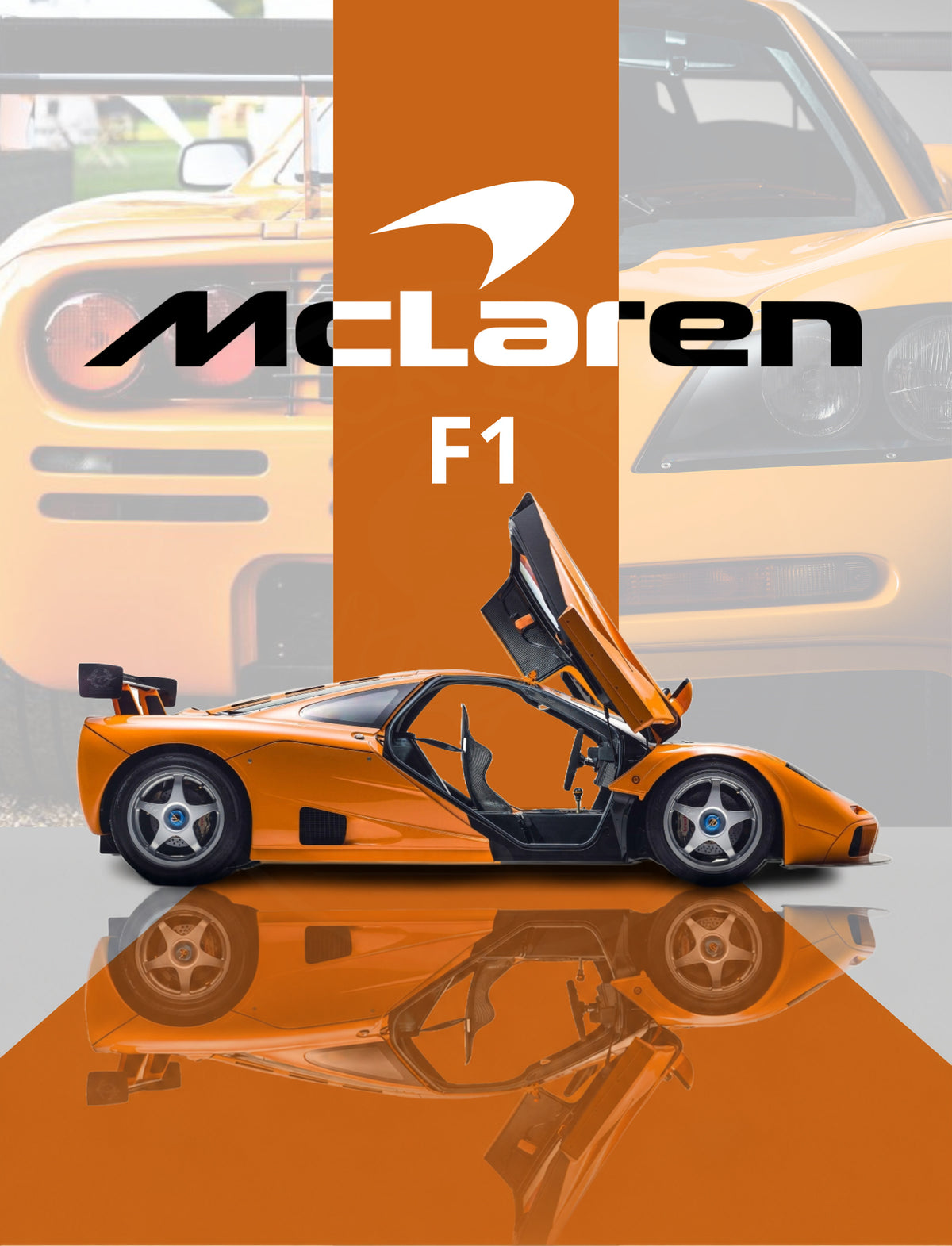 McLaren F1 Orange Heritage poster preview, faintly watermarked