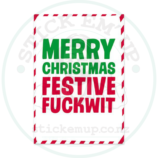 Merry Christmas Festive Fuckwit Sticker 🎄😂 – sticker cut contour and Stick Em’ Up watermark