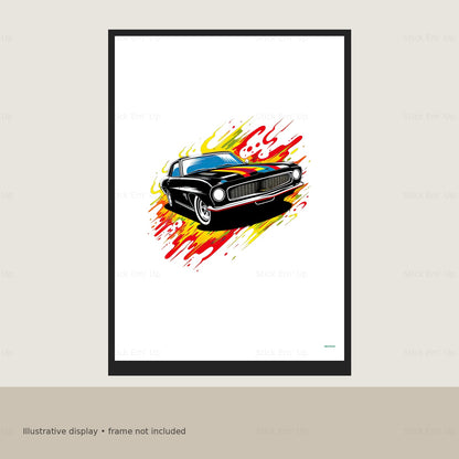 Flame Streak Muscle Car Art Print — print mockup