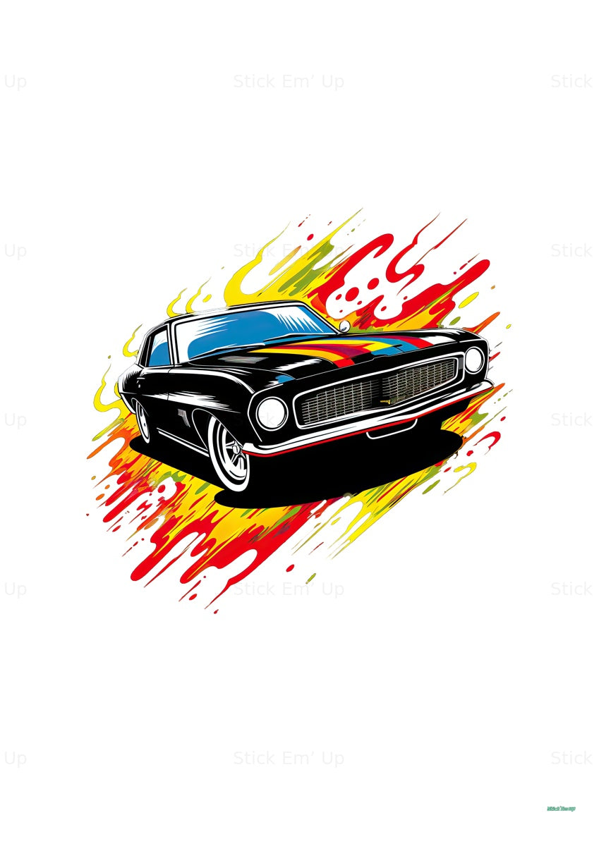 Flame Streak Muscle Car Art Print — print preview