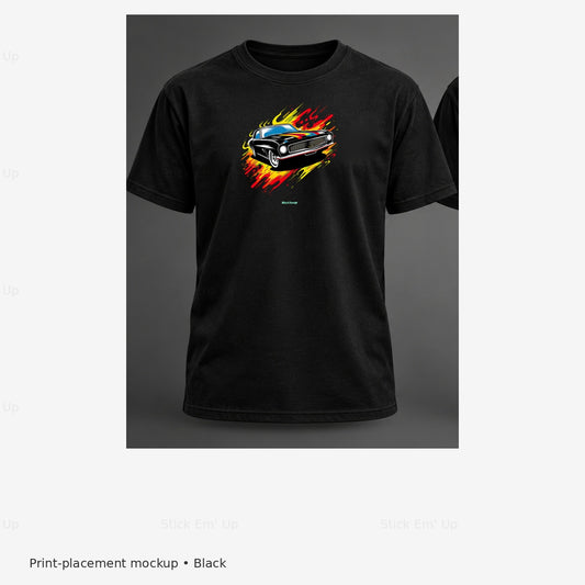 Flame Streak Muscle Car T-Shirt — black mockup
