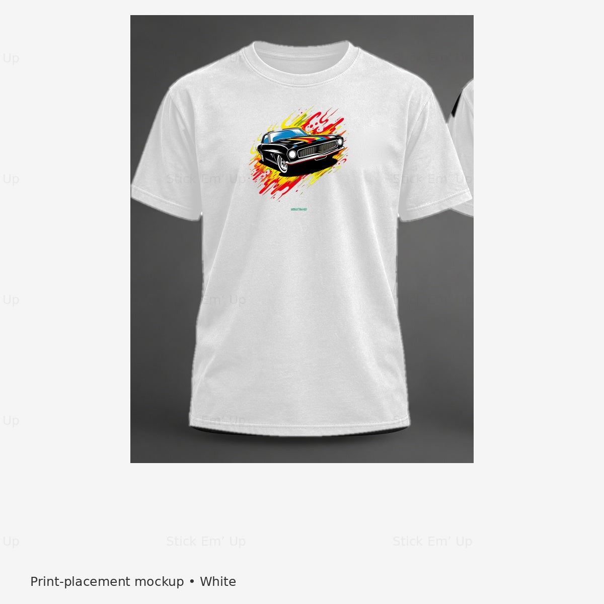 Flame Streak Muscle Car T-Shirt — white mockup