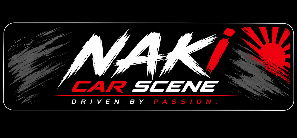 Naki Car Scene sticker artwork in black, white and red