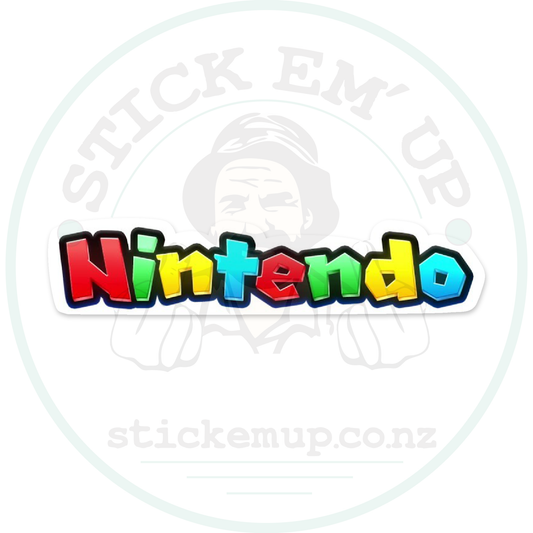 Nintendo Retro Lettering Sticker – sticker cut contour and Stick Em’ Up watermark