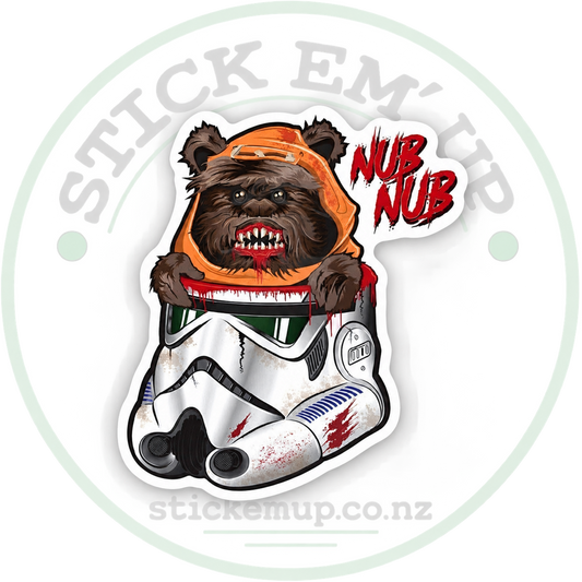 Nub Nub Ewok Sticker with Stick Em’ Up logo watermark