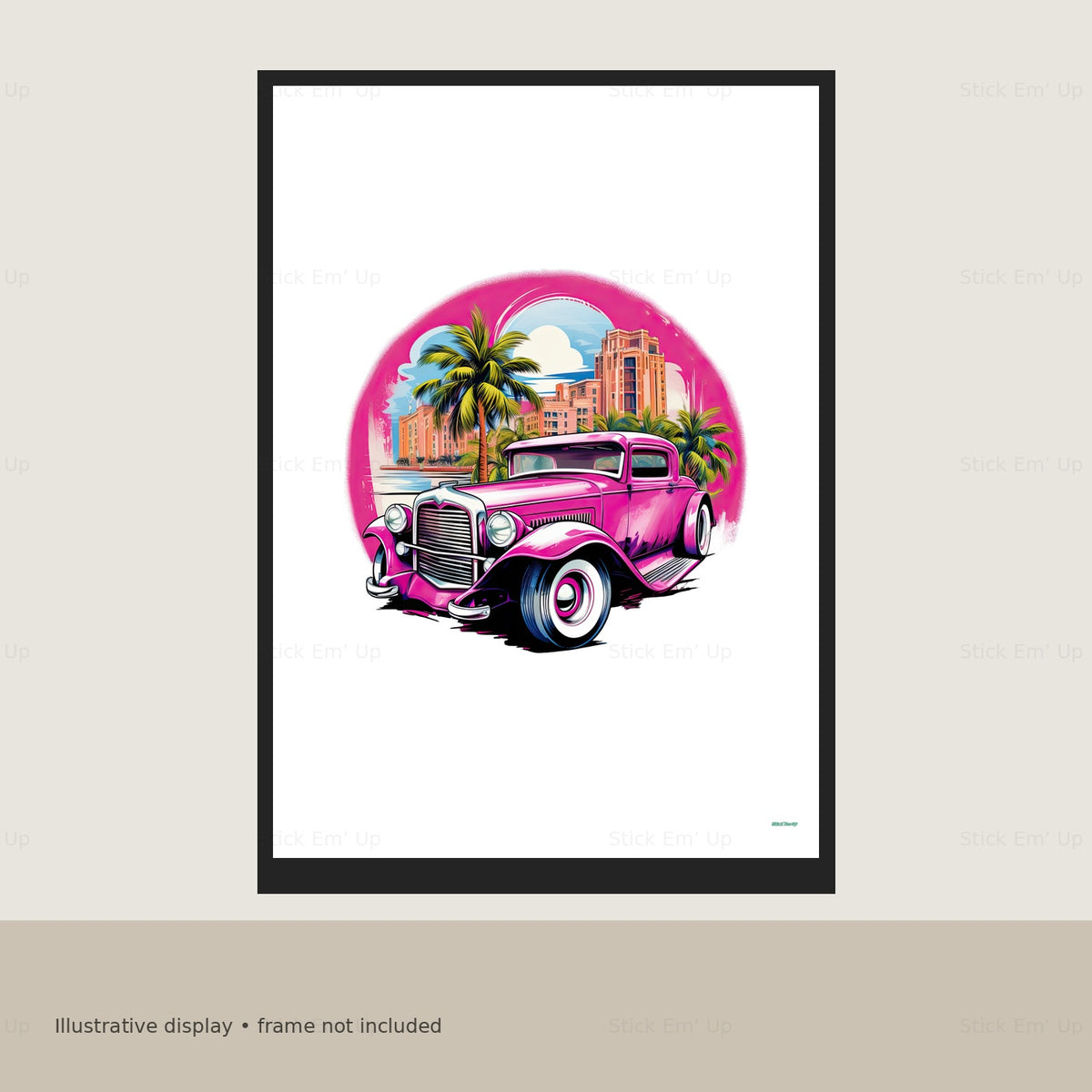Pink Paradise Hot Rod Art Print — print mockup
